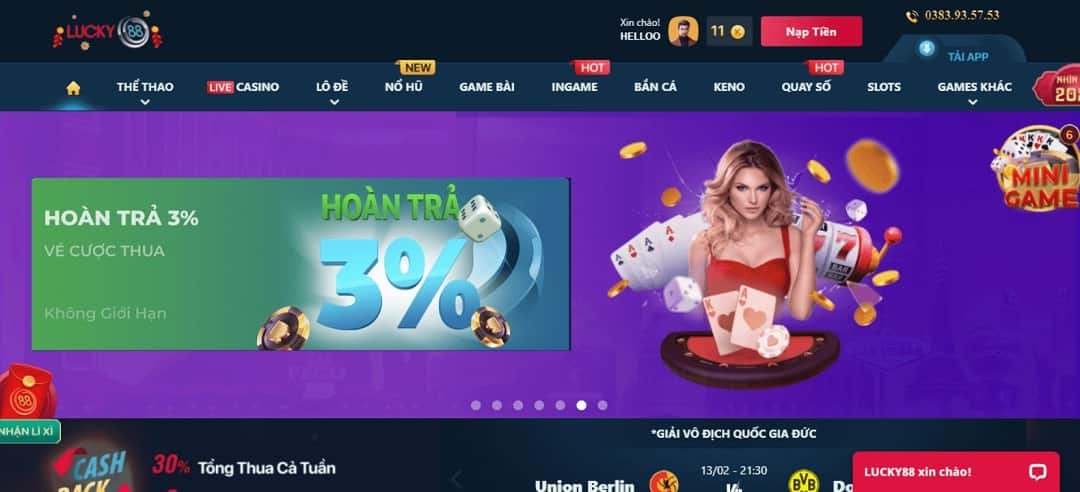 Lucky88 đã bắt tay hợp tác với nhiều nhà cung ứng game uy tín